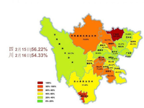 Distribution map of resumption of production by city and state as of February 16th.